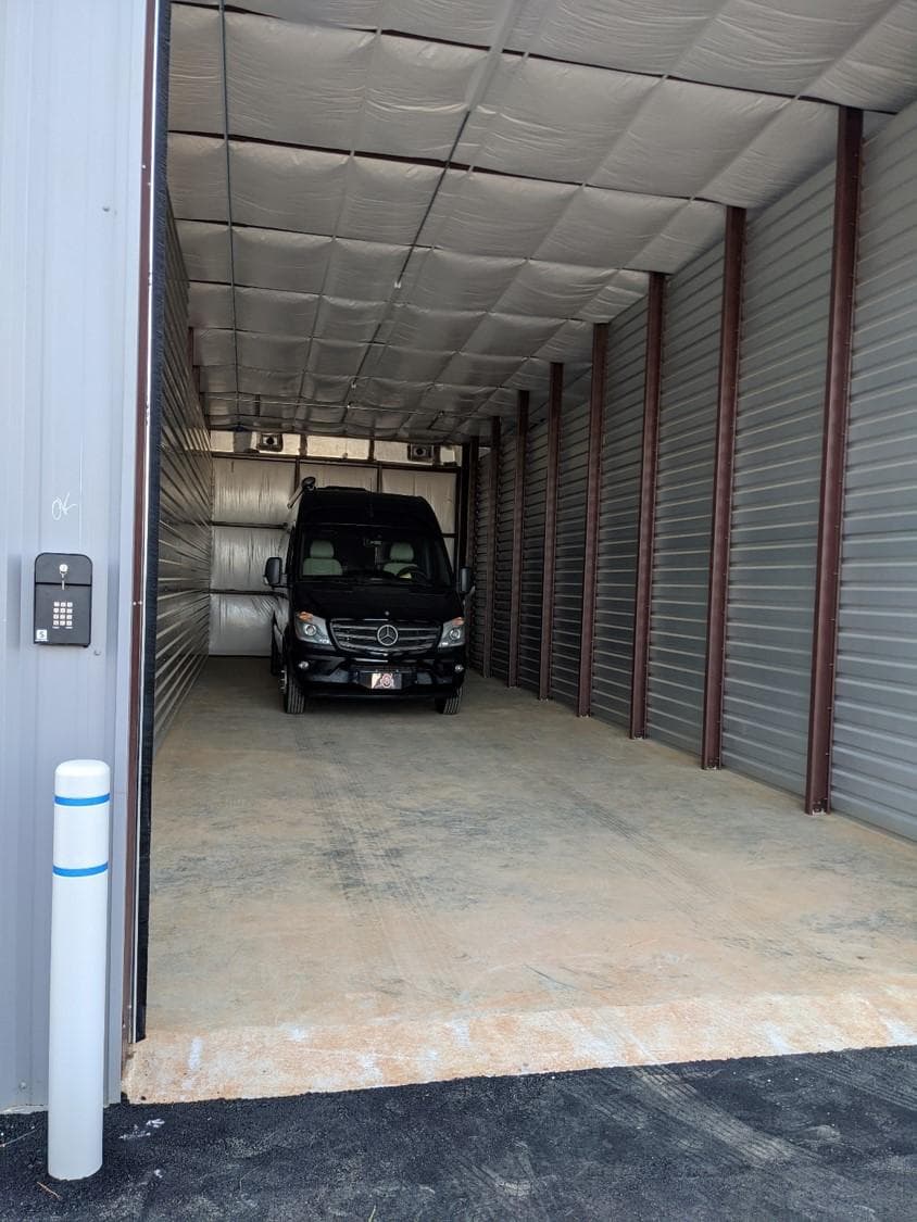 Overview of Spanish Fort Climate-Controlled Oversized Storage Facility showing wide driveway and large units